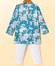 CrayonFlakes Cotton Full Sleeves Floral Printed Kurta & Pyjama Set - Blue