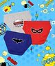 NUSYL Cotton Pack Of 3 Superhero Text & Bat Printed Briefs - Blue Red & Grey