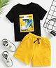 Bolly Lounge Cotton Blend Half Sleeves Journey To A New Adventure Text Printed Tee & Shorts Set - Black