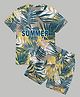 Bolly Lounge Cotton Blend Half Sleeves Tropical Printed Tee & Coordinating Shorts Set - Multi Colour