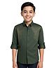 Charchit Cotton Lycra Woven Full Sleeves Foil Striped Shirt -Dark Green