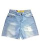 Knit N Knot Denim Mild Washed Distressed Shorts - Light Blue