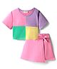 CrayonFlakes Cotton Half Sleeves Cut & Sew Top & Skort Set - Pink