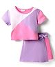 CrayonFlakes Cotton Half Sleeves Cut & Sew Top & Skort Set - Purple