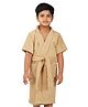 Rangoli Mini Noble Cotton Full Sleeves Solid Ultra Soft Bathrobe With Attached Adjustable Belt - Beige
