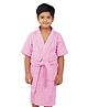 Rangoli Mini Noble Cotton Half Sleeves Solid Ultra Soft Bathrobe With Attached Adjustable Belt - Purple