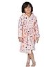 Rangoli Cotton Full Sleeves Unicorn & Hearts Printed Ultra Soft Bathrobe With Attached Belt - Peach