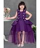 Lagorii Net Sleeveless Floral Applique Detailed Dress With Detachable Tail - Violet