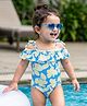 Babyhug Water Repellant Sleeveless V Cut Swimsuit with Floral Print - Blue
