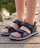 Pine Kids Solid Sandals With Velcro Closure - Black & Grey