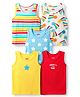 Babyhug 100% Cotton Knit Sleeveless Antibacterial Vests with Star Print & Stripes Pack of 5 - Multicolor