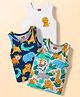 Babyhug 100% Cotton Single Jersey Knit Antibacterial Sleeveless Sando Vests with Animal Print Pack of 3 - Multicolor