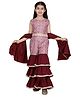 Cutiediva Viscose Sleeveless Abstract Printed Top & Sharara With Dupatta Set - Maroon