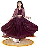 Cutiediva Cotton Lace Embellished Lehenga Choli With Three Fourth Sleeves Floral Embroidered Jacket Set - Maroon
