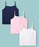 Honeyhap Premium Cotton Elastane Bio Finish Sleeveless Solid Color Slips Pack of 3 - Navy Peony Bright White & Tander Touch