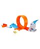 Hot Wheels Loop Stunt Champion Track Set with Dual Track Loop Dual Launch Spring Ramp & 1 Hot Wheels Car - Orange