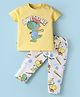 WOW Clothes Sinker Half Sleeves Nightsuit with Dino Print - Yellow