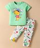 WOW Clothes Sinker Half Sleeves Nightsuit with Dino Print - Light Green