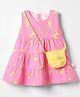 WOW Clothes Cotton Knit Sleeveless Frock & Sling with Lemon Print - Pink & Yellow