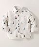 tior Full Sleeves Boats Printed Shirt - White