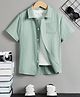 tior Half Sleeves Self Striped Shirt - Green