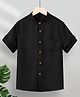 tior Half Sleeves Self Striped Shirt - Black