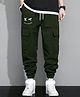 tior Cotton Better Together Text Printed Cargo Joggers - Green