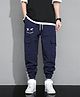 tior Cotton Better Together Text Printed Cargo Joggers - Navy Blue