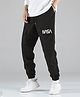 tior Cotton Nasa Text Printed Cargo Joggers - Black