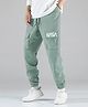 tior Cotton Nasa Text Printed Cargo Joggers - Teal Blue