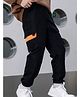 tior Cotton Colour Blocked Cargo Joggers - Black