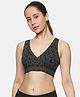 &Circus Modal Leaves Printed Maternity Bra With Nursing Access - Black