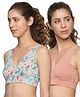 &Circus Modal Pack Of 2 Solid & Floral Printed Maternity Bra With Nursing Access - Multi Colour