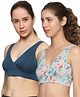 &Circus Modal Pack Of 2 Solid & Floral Printed Maternity Bra With Nursing Access - Multi Colour
