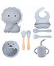 FunBlast Lion Theme Silicone Baby Tableware Feeding Set  8 Pcs Grey
