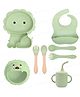 FunBlast Lion Theme Silicone Baby Tableware Feeding Set  8 Pcs Green