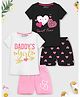 Trampoline Cotton Blend Pack Of 2 Half Sleeves Daddy Girls Text & Heart Printed Tees With Shorts Set - White & Black