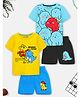 Trampoline Cotton Blend Pack Of 2 Half Sleeves Dinosaur Printed Tees With Shorts Set - Multi Colour