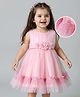 Babyhug 5 Layered With Cotton Lining Fit & Flare Sleeveless Mesh Party Dress With Flower Corsage and Lace Detailing - Pink