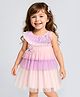 Babyhug 5 Layered Sleeveless Mesh Party Dress With Bow Applique & Cotton Lining - Multicolor