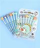 Comercio 3D Animal Topper 6pcs Cartoon Pencil Set with Cute Animal Erasers on Top - Blue