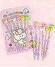 Comercio 3D Animal Topper 6pcs Cartoon Pencil Set with Cute Animal Erasers on Top - Pink