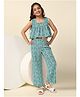 Fashion Dream Cotton Blend Sleeveless Paisley Printed Crop Top With Coordinating Pant Set - Sea Green
