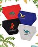 NUSYL Cotton Pack Of 4 Dinosaurs & Typography Printed Briefs - Red Royal Blue Black & Grey