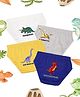 NUSYL Cotton Pack Of 4 Jungle Dinosaurs & Typography Printed Briefs - Yellow White Royal Blue & Grey