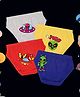NUSYL Cotton Pack Of 4 Alien Face Printed Briefs - Yellow Red Grey & Royal Blue