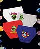 NUSYL Cotton Pack Of 4 Quirky Alien Printed Briefs - White Red Grey & Royal Blue