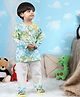 Polka Tots Cotton Woven Full Sleeves Abstract Printed Kurta Pajama Set - Green