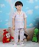 Polka Tots Cotton Woven Half Sleeves Checked Coordinating Shirt Pajama Set - Multi Colour