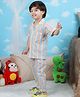 Polka Tots Cotton Woven Half Sleeves Striped Coordinating Shirt Pajama Set - Multi Colour